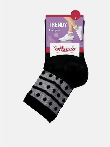 Bellinda Șosete negre de damă cu detalii decorative Bellinda TRENDY COTTON SOCKS