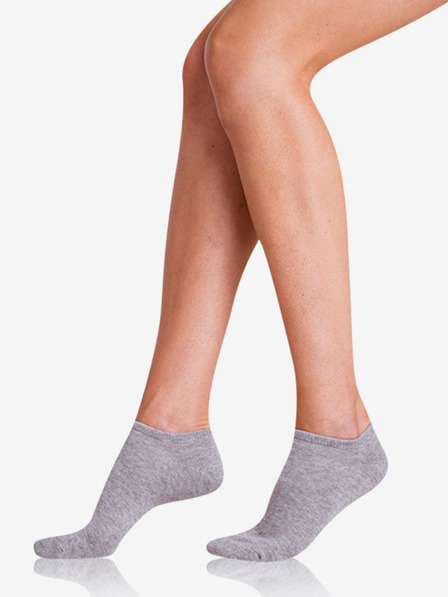 Bellinda Set de două perechi de șosete de damă în gri Bellinda COTTON IN-SHOE SOCKS 2x