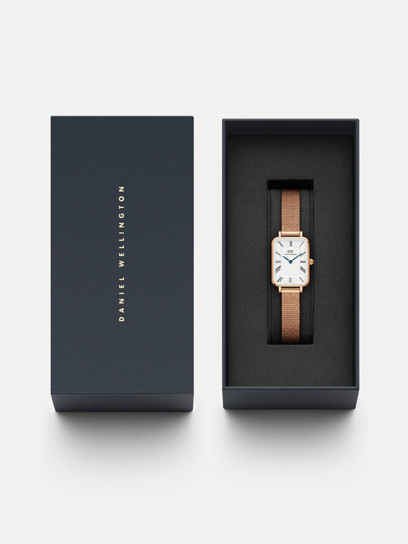 Daniel Wellington Ceas de damă roz și auriu Daniel Wellington mesh Quadro Melrose