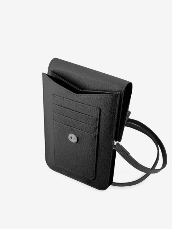 Guess Guess PU Saffiano Triangle Logo Phone Bag Negru