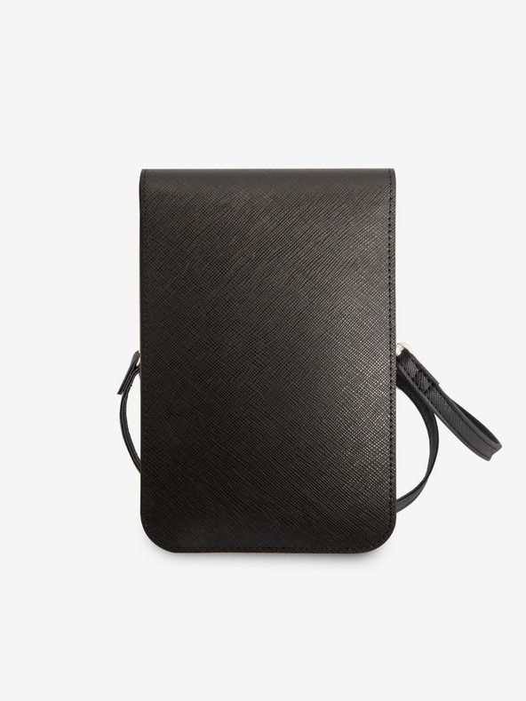 Guess Guess PU Saffiano Triangle Logo Phone Bag Negru