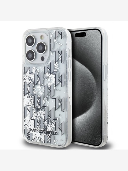 Karl Lagerfeld Liquid Glitter Monogram Gradient Back Cover pentru iPhone 14 Pro Max Alb Karl Lagerfeld