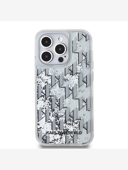 Karl Lagerfeld Liquid Glitter Monogram Gradient Back Cover pentru iPhone 14 Pro Max Alb Karl Lagerfeld
