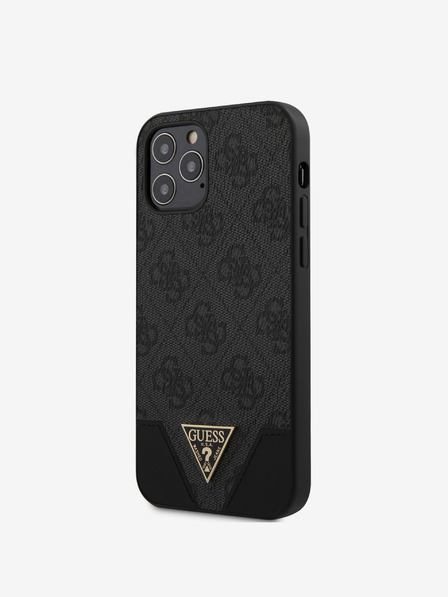 Guess Guess PU 4G Triangle Back Cover pentru iPhone 12/12 Pro 6.1 Gri