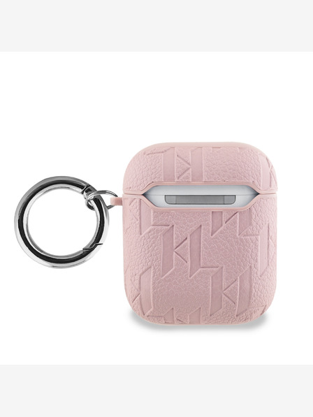 Karl Lagerfeld Karl Lagerfeld PU Embossed Karl and Choupette Heads Case pentru AirPods 1/2 roz