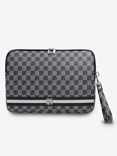 DKNY DKNY PU piele în carouri model și Stripe Notebook Cover 13/14 negru "