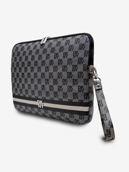 DKNY DKNY PU piele în carouri model și Stripe Notebook Cover 13/14 negru "
