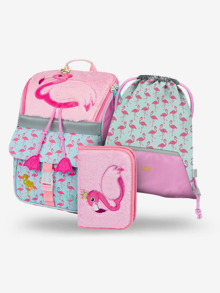 BAAGL  Set școlar roz Zippy - servietă, penar, geantă Baagl Flamingo