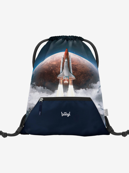BAAGL  Geantă albastră cu buzunar Baagl Space Shuttle