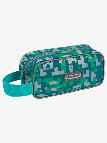 BAAGL  Valiză creion verde Baagl Minecraft Silver Creeper