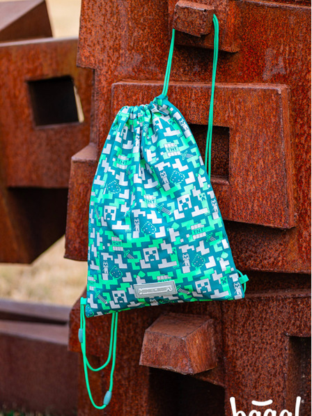 BAAGL  Set școlar verde - penar, geantă Baagl Minecraft 2 Silver Creeper