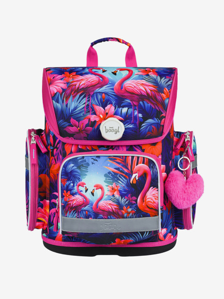 BAAGL  Geantă școlară roz Ergo Baagl Flamingos