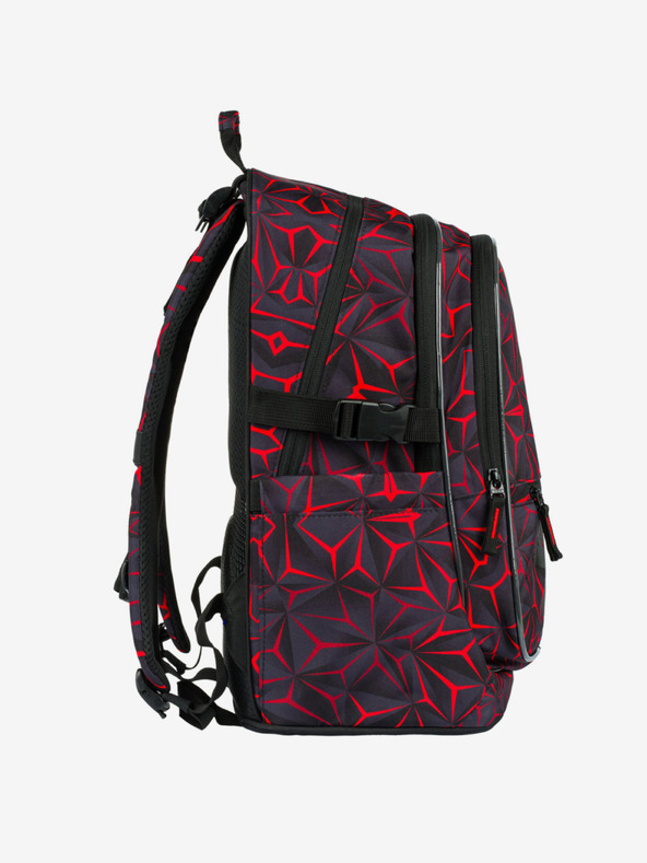 BAAGL  Rucsac școlar negru Baagl Core Red Polygon
