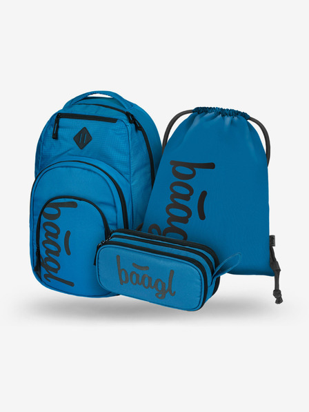 BAAGL  Set școlar albastru - rucsac, penar, geantă Baagl Coolmate Ocean Blue