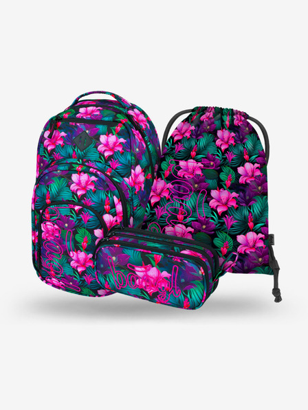 BAAGL  Set școlar cu flori - rucsac, penar, geantă Baagl Coolmate Paradise