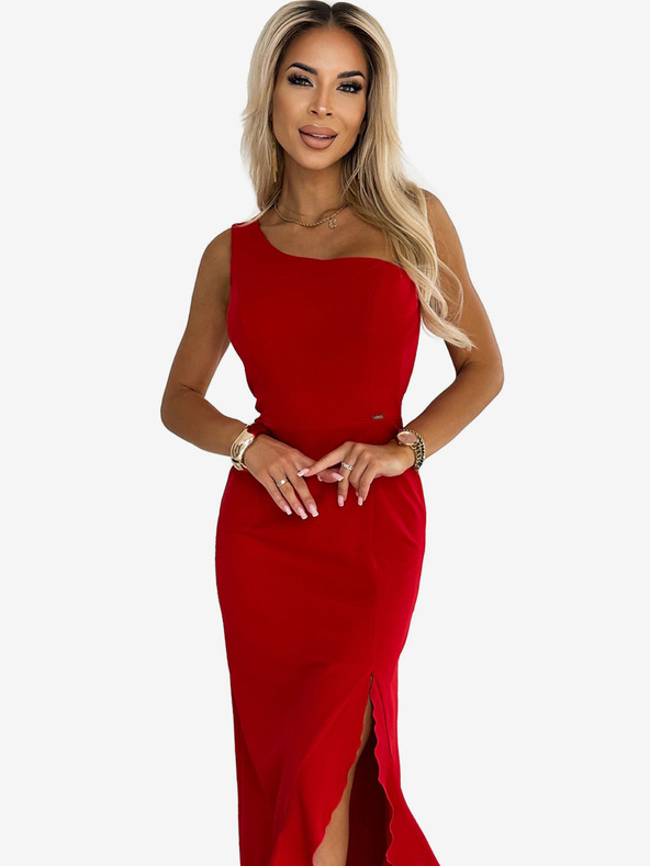 numoco Rochie lungă cu un umăr - roșu Numoco