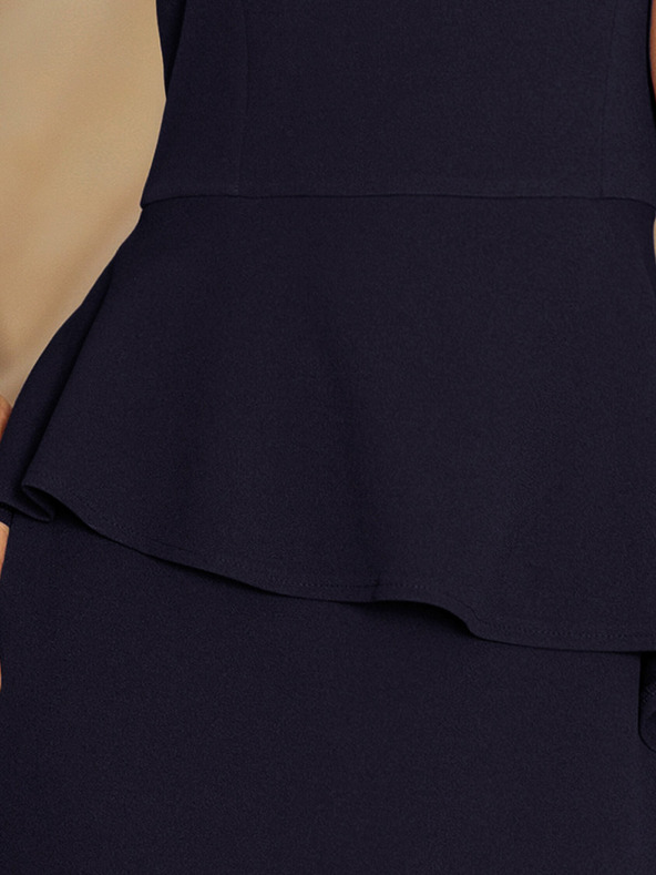 numoco Rochie midi elegantă cu volane - albastru închis Numoco