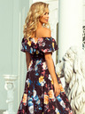 numoco Rochie lungă cu volane - negru + flori colorate Numoco