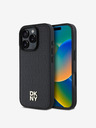 DKNY DKNY PU Leather Repeat Pattern Stack Logo MagSafe Back Cover pentru iPhone 16 Pro Black
