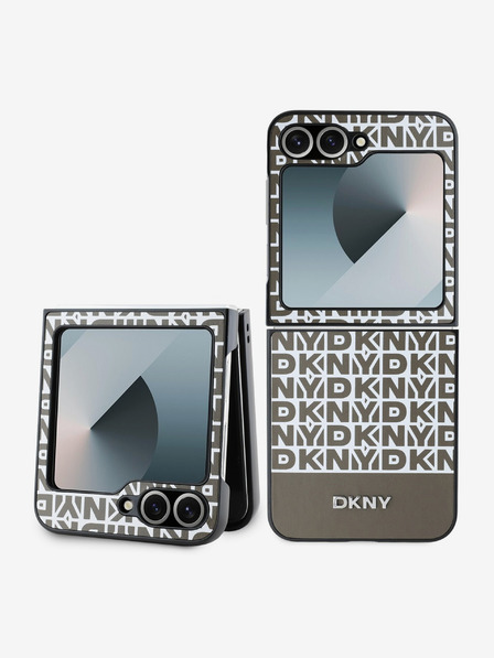 DKNY DKNY PU Leather Repeat Pattern Bottom Stripe Back Cover pentru Samsung Galaxy Z Flip 6 maro