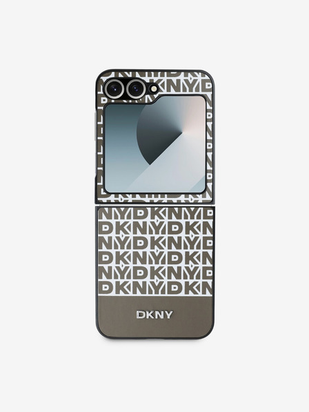 DKNY DKNY PU Leather Repeat Pattern Bottom Stripe Back Cover pentru Samsung Galaxy Z Flip 6 maro