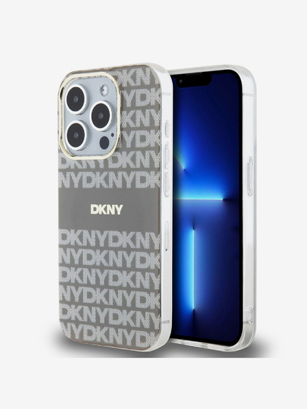 DKNY PC/TPU Repeat Pattern Tonal Stripe Magsafe Back Cover pentru iPhone 14 Pro Max bej DKNY