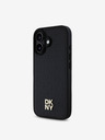 DKNY DKNY PU Leather Repeat Pattern Stack Logo MagSafe Back Cover pentru iPhone 16 Plus negru