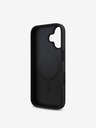 DKNY DKNY PU Leather Repeat Pattern Stack Logo MagSafe Back Cover pentru iPhone 16 Plus negru