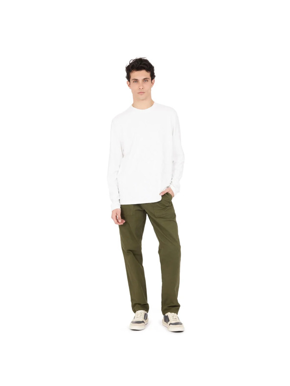 Guess Jeans Tricou alb pentru bărbați cu imprimeu bujor și mânecă lungă Guess jeans