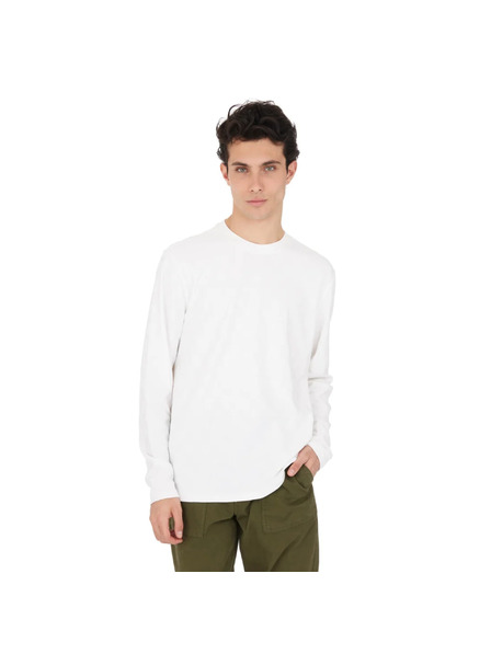 Guess Jeans Tricou alb pentru bărbați cu imprimeu bujor și mânecă lungă Guess jeans