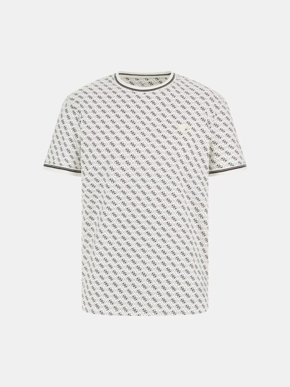 Guess Jeans Tricou Guess Jeans T-Shirt Salt White cu model pentru bărbați