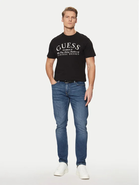 Guess Jeans Tricou bărbătesc negru cu text jblk Guess jeans