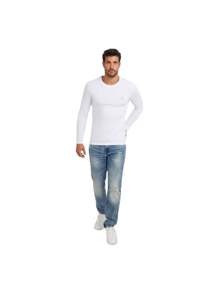 Guess Jeans Tricou bărbătesc alb cu mânecă lungă Guess jeans
