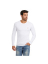 Guess Jeans Tricou bărbătesc alb cu mânecă lungă Guess jeans