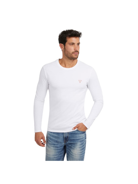 Guess Jeans Tricou bărbătesc alb cu mânecă lungă Guess jeans