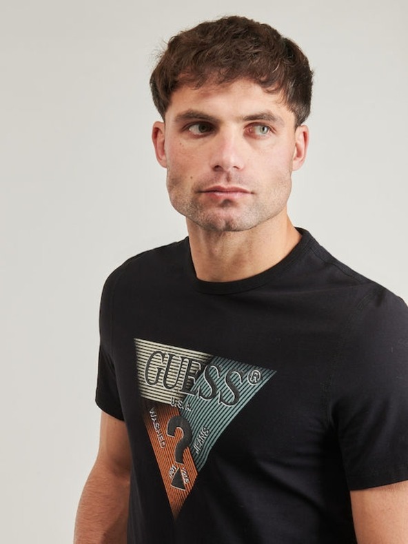 Guess Jeans Tricou bărbătesc negru triangle graphic Guess jeans