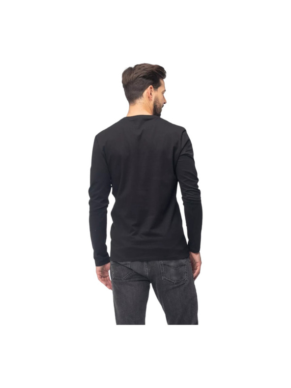 Guess Jeans Tricou bărbătesc negru cu mânecă lungă v-neck Guess jeans