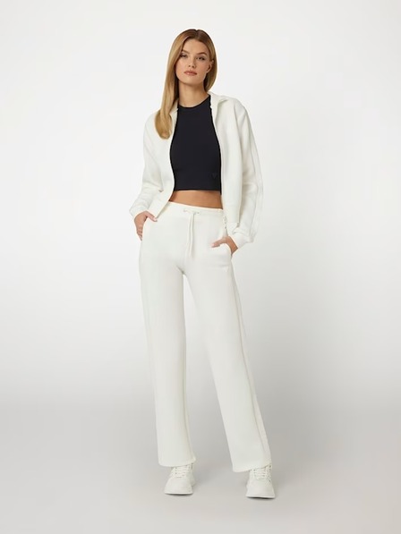 Guess Jeans Pantaloni sport damă albi cu logo lateral Guess jeans