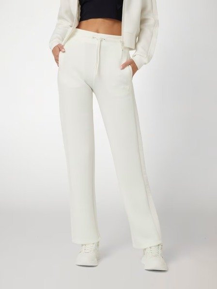 Guess Jeans Pantaloni sport damă albi cu logo lateral Guess jeans