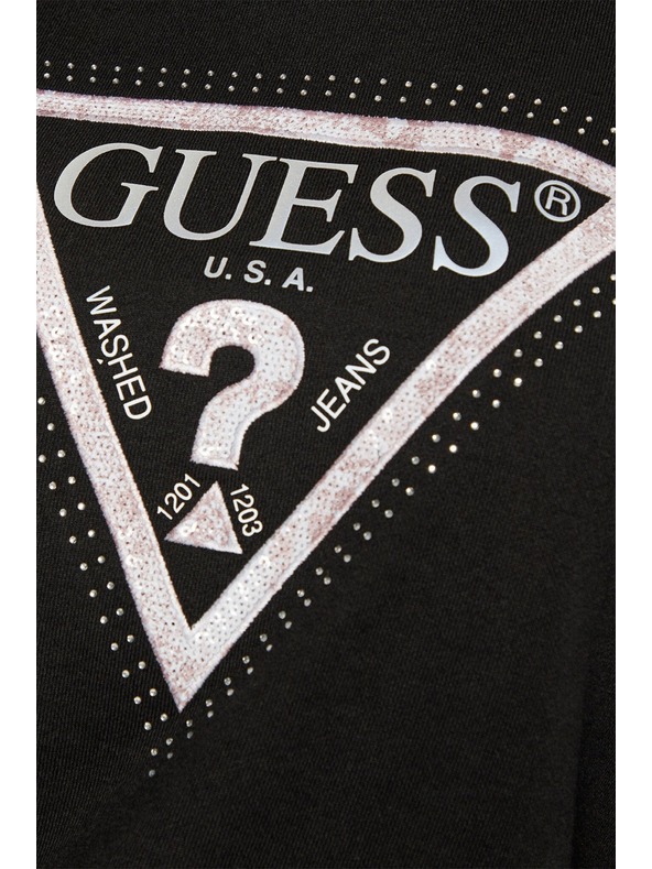Guess Jeans Hanorac damă negru Python cu logo mare triunghiular Guess jeans