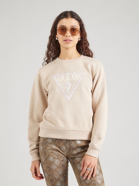 Guess Jeans Hanorac bej Python cu logo mare triunghiular Guess jeans pentru femei
