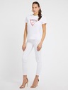 Guess Jeans Tricou alb cu logo mare triunghiular G011 Guess jeans