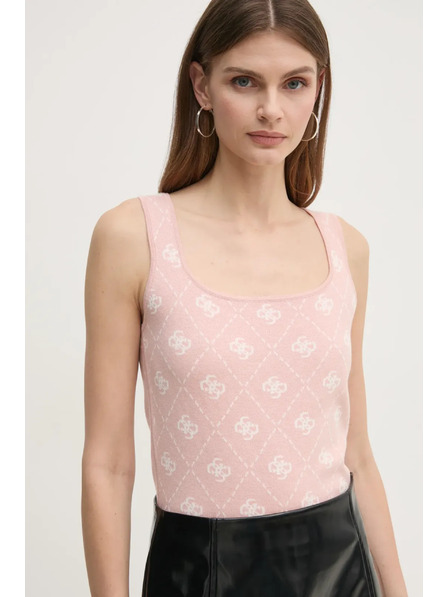 Guess Jeans Top damă roz cu imprimeu integral 4G Guess Jeans