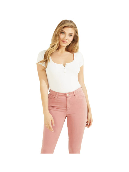 Guess Jeans Tricou damă alb cu nasturi Guess Jeans