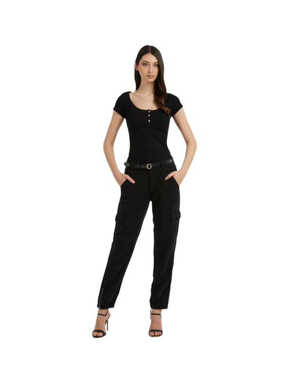 Guess Jeans Tricou damă negru cu nasturi Guess Jeans