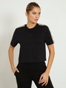 Guess Jeans Tricou damă negru cu logo pe umeri Guess Jeans