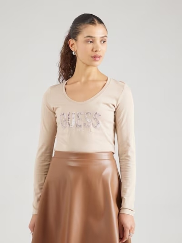 Guess Jeans Tricou damă bej Python Guess Jeans