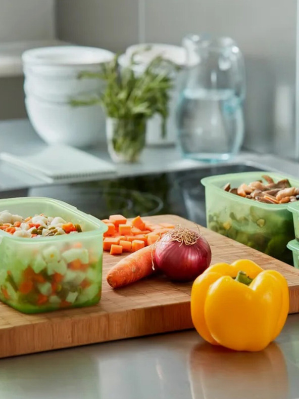 Lékué Cutie de depozitare a alimentelor din silicon verde Lékué (1000 ml )