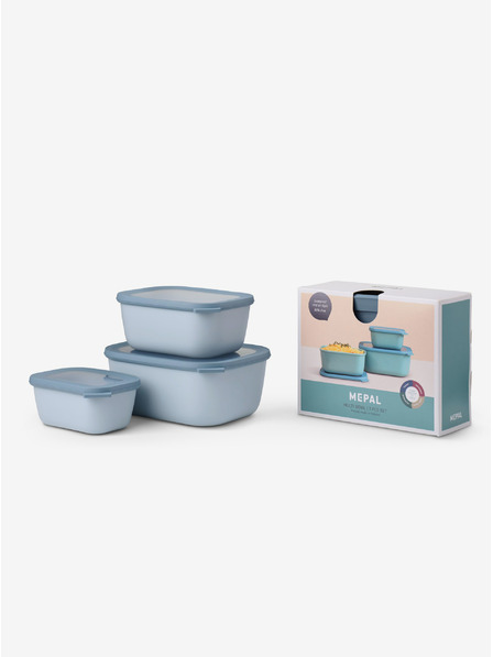 Mepal Set de boluri dreptunghiulare Mepal Cirqula în culoare albastru deschis 750 + 1500 + 3000 ml