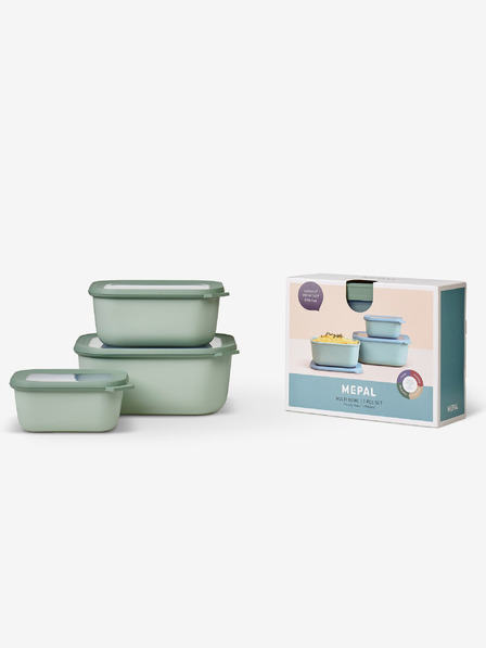 Mepal Set de boluri Mepal Cirqula Rectangular 750 +1500 + 3000 ml de culoare verde deschis
